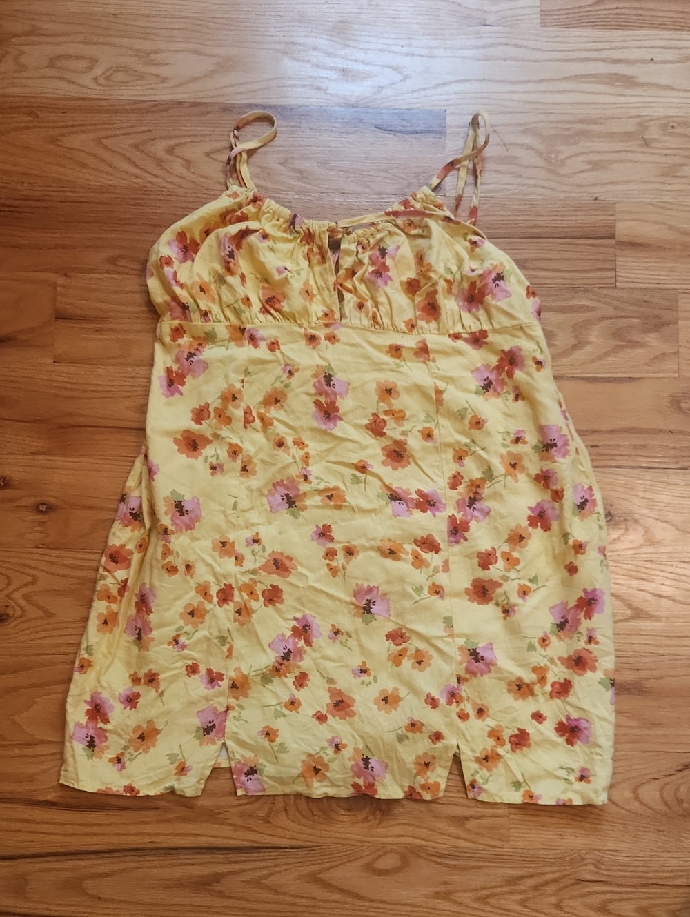 Sunny Yellow Floral Spaghetti-Strap Dress